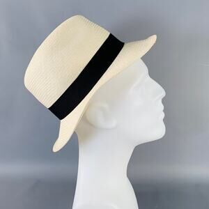 BORSALINO Size S Beige Black Straw Fedora